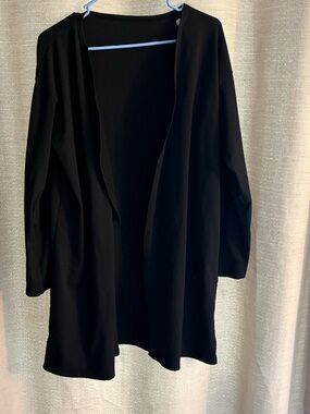 Black Open Front Long Cardigan